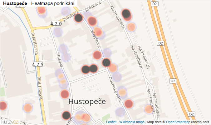 Mapa Hustopeče - Firmy v části obce.