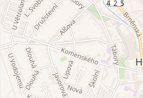 Komenského v obci Hustopeče - mapa ulice