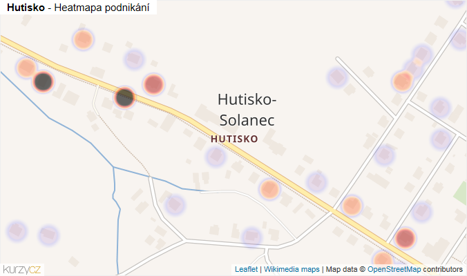 Mapa Hutisko - Firmy v části obce.