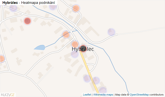 Mapa Hybrálec - Firmy v části obce.