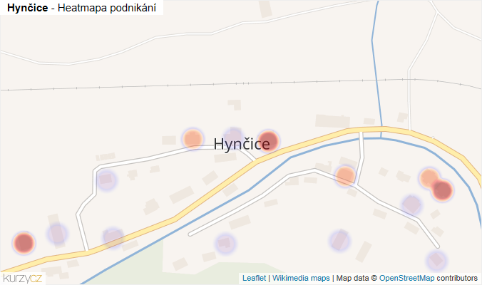Mapa Hynčice - Firmy v části obce.