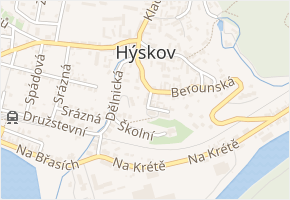 Školní v obci Hýskov - mapa ulice
