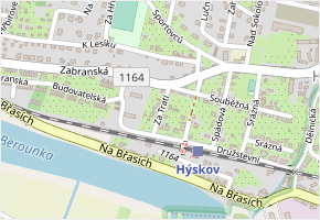 Za Tratí v obci Hýskov - mapa ulice