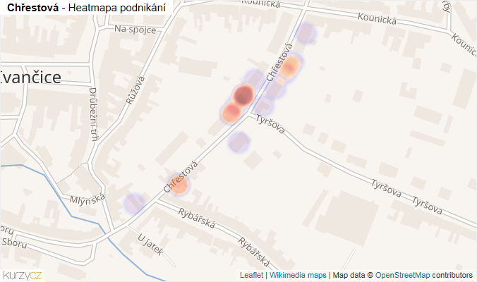 Mapa Chřestová - Firmy v ulici.