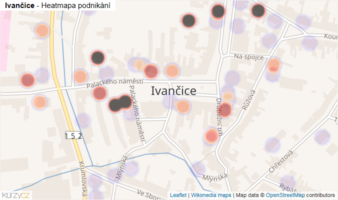 Mapa Ivančice - Firmy v části obce.