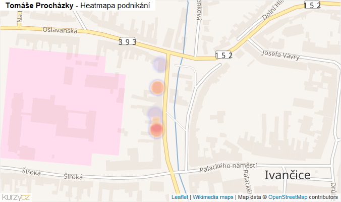 Mapa Tomáše Procházky - Firmy v ulici.