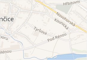 Tyršova v obci Ivančice - mapa ulice