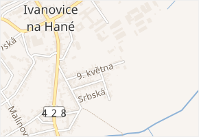 9. května v obci Ivanovice na Hané - mapa ulice