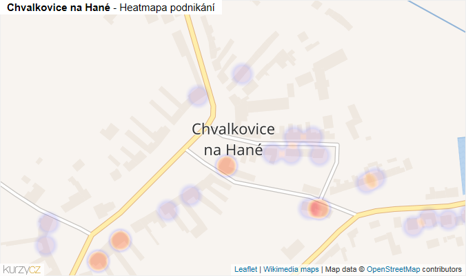 Mapa Chvalkovice na Hané - Firmy v části obce.