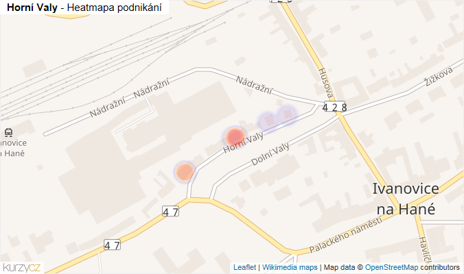 Mapa Horní Valy - Firmy v ulici.