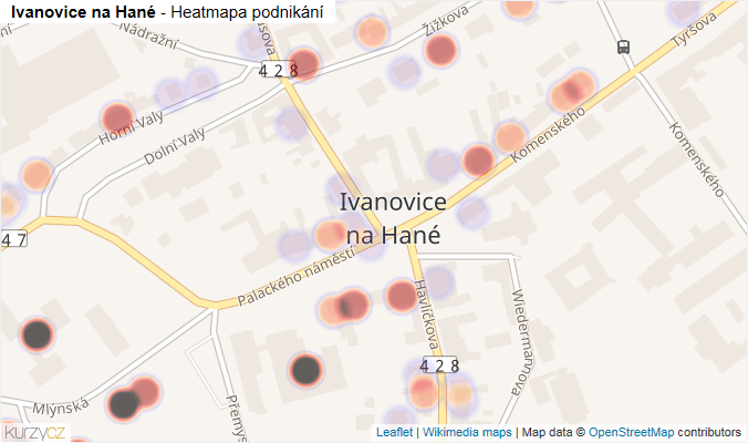 Mapa Ivanovice na Hané - Firmy v části obce.
