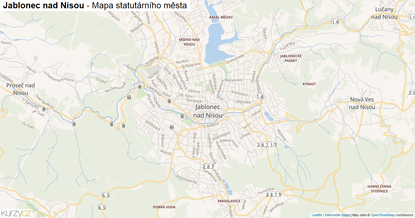 Jablonec nad Nisou - mapa statutárního města