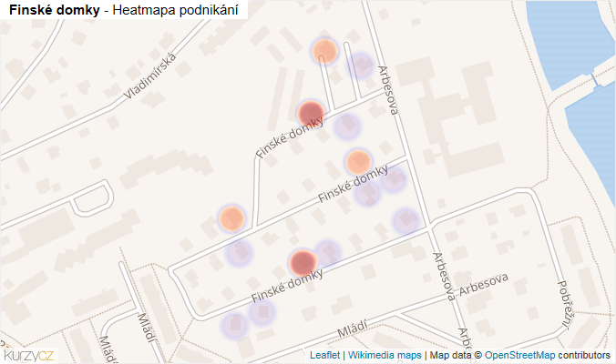 Mapa Finské domky - Firmy v ulici.