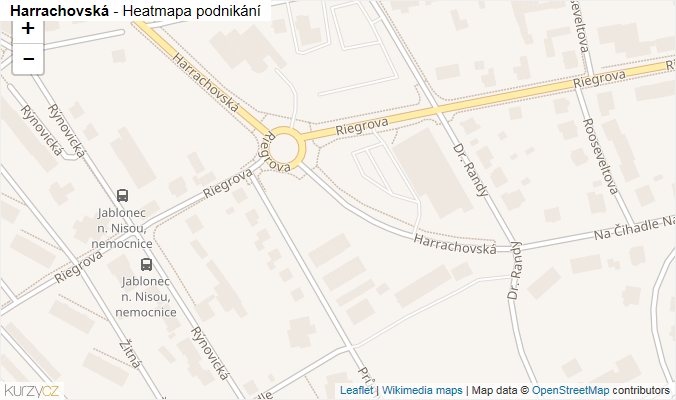 Mapa Harrachovská - Firmy v ulici.