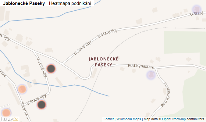 Mapa Jablonecké Paseky - Firmy v části obce.