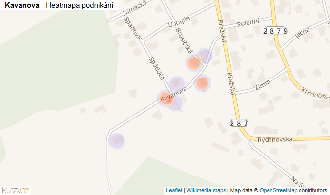 Mapa Kavanova - Firmy v ulici.