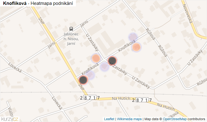 Mapa Knoflíková - Firmy v ulici.