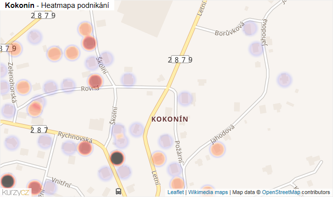 Mapa Kokonín - Firmy v části obce.