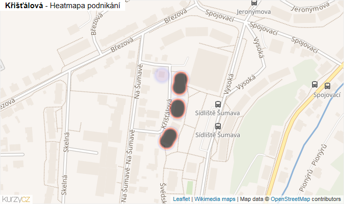 Mapa Křišťálová - Firmy v ulici.
