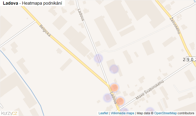 Mapa Ladova - Firmy v ulici.