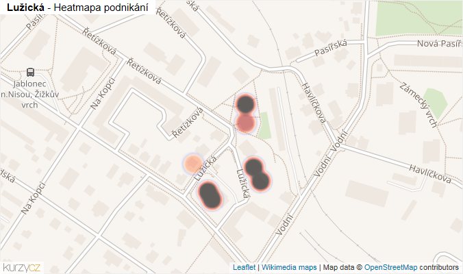 Mapa Lužická - Firmy v ulici.