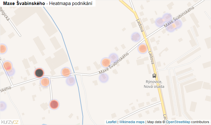 Mapa Maxe Švabinského - Firmy v ulici.