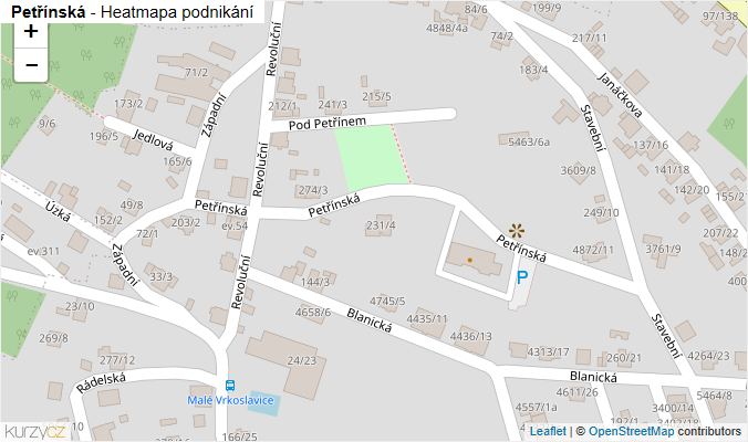 Mapa Petřínská - Firmy v ulici.
