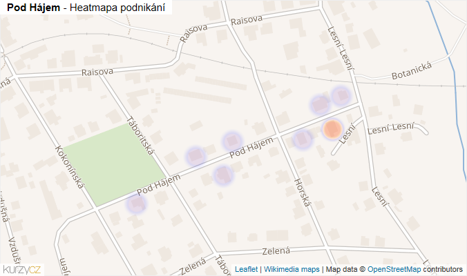 Mapa Pod Hájem - Firmy v ulici.