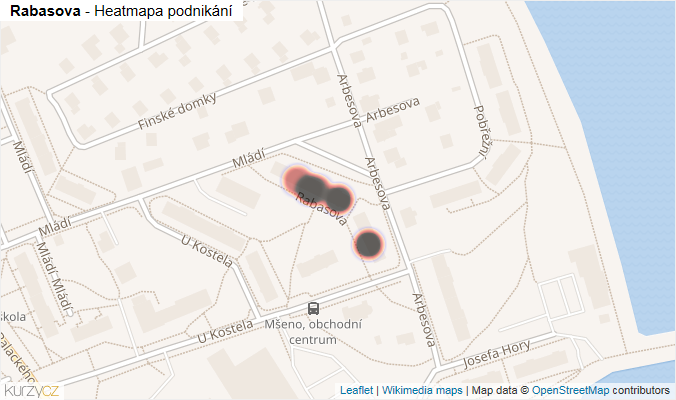 Mapa Rabasova - Firmy v ulici.