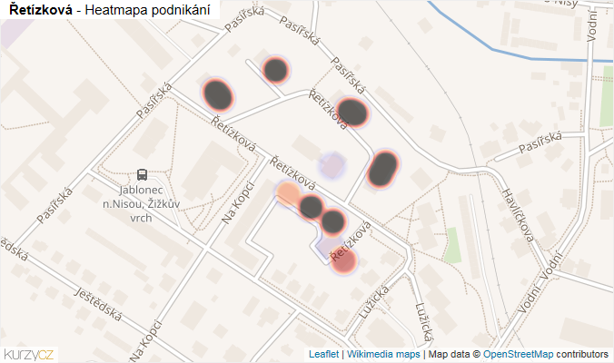Mapa Řetízková - Firmy v ulici.