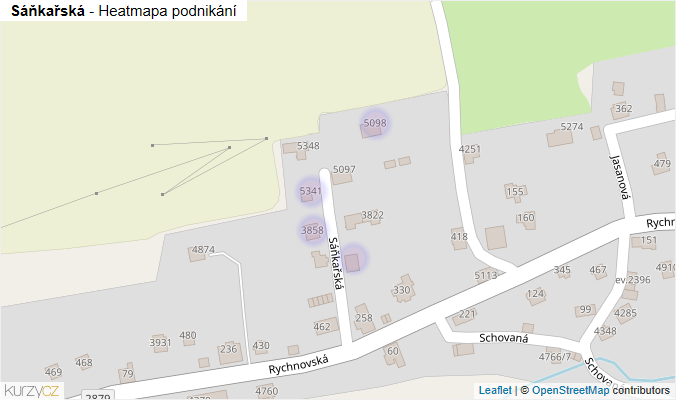 Mapa Sáňkařská - Firmy v ulici.
