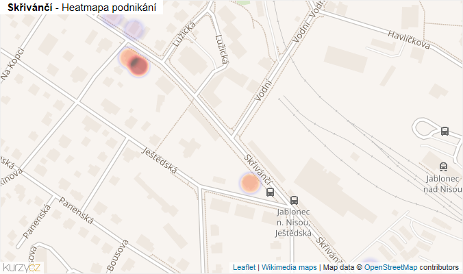 Mapa Skřivánčí - Firmy v ulici.