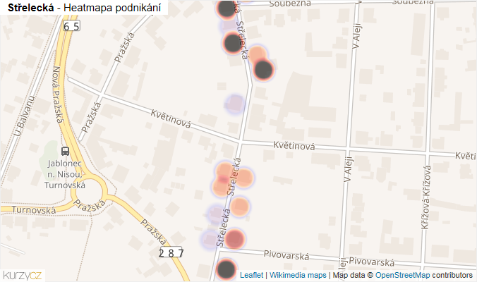 Mapa Střelecká - Firmy v ulici.