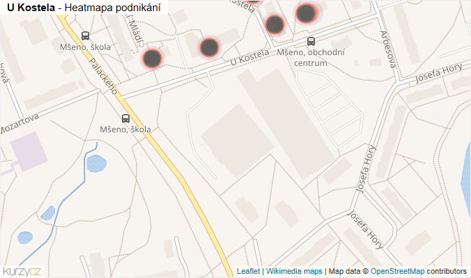 Mapa U Kostela - Firmy v ulici.