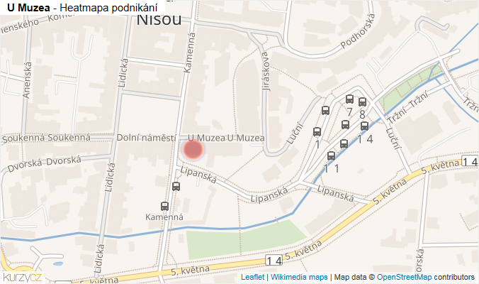 Mapa U Muzea - Firmy v ulici.