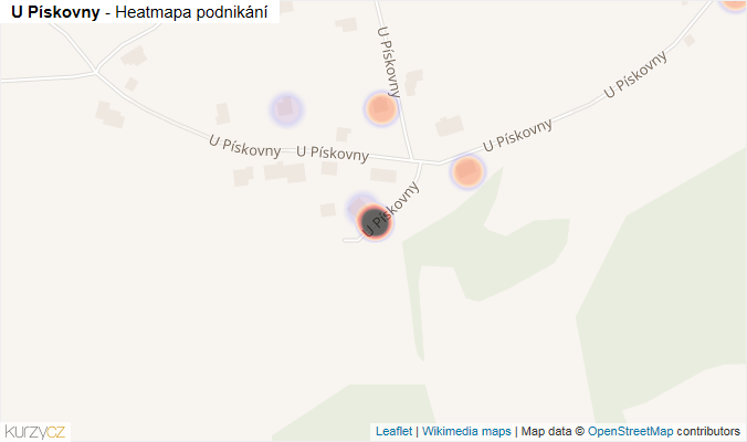 Mapa U Pískovny - Firmy v ulici.