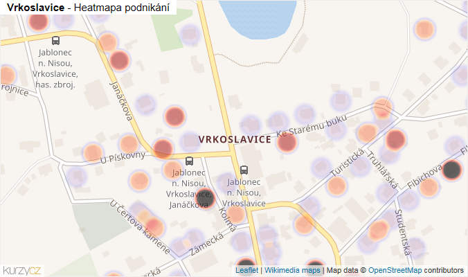Mapa Vrkoslavice - Firmy v části obce.