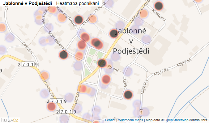 Mapa Jablonné v Podještědí - Firmy v části obce.