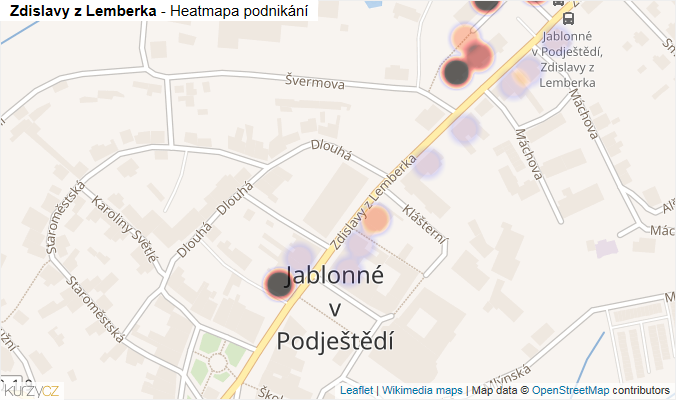 Mapa Zdislavy z Lemberka - Firmy v ulici.