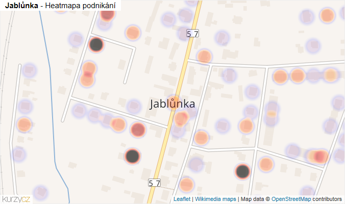 Mapa Jablůnka - Firmy v části obce.
