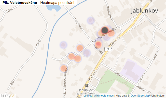 Mapa Plk. Velebnovského - Firmy v ulici.