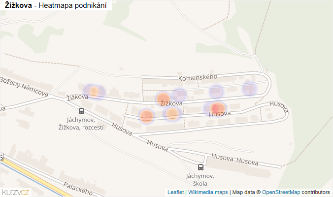 Mapa Žižkova - Firmy v ulici.