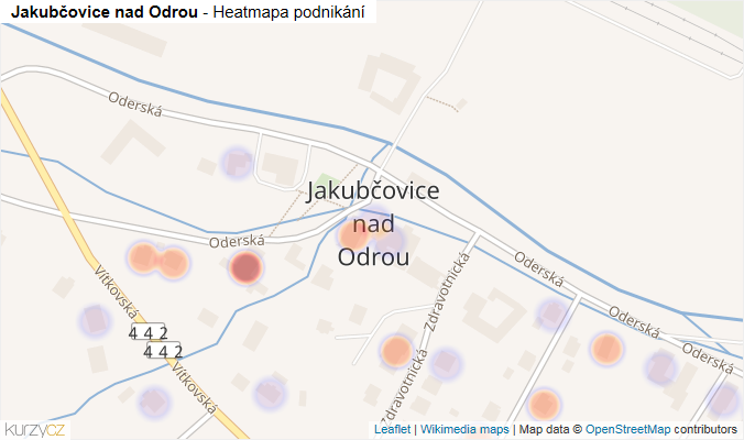 Mapa Jakubčovice nad Odrou - Firmy v části obce.
