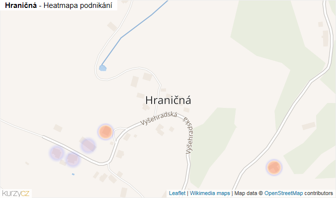 Mapa Hraničná - Firmy v části obce.
