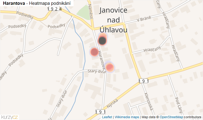 Mapa Harantova - Firmy v ulici.