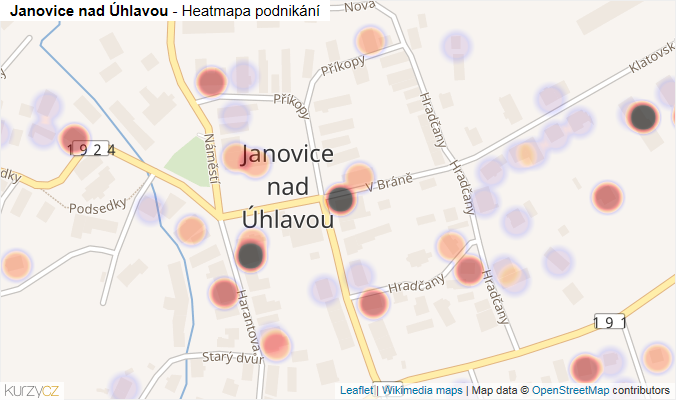 Mapa Janovice nad Úhlavou - Firmy v části obce.