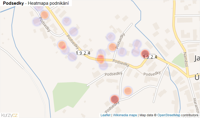 Mapa Podsedky - Firmy v ulici.