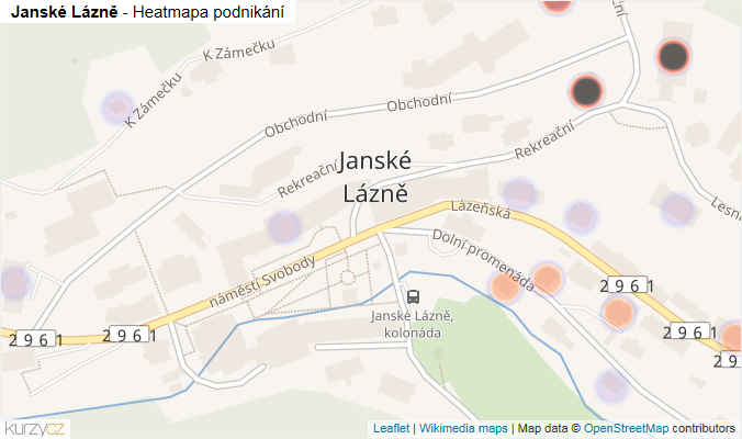 Mapa Janské Lázně - Firmy v části obce.
