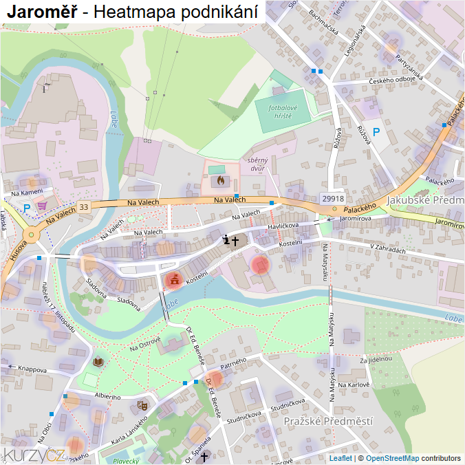 Mapa Jaroměř - Firmy v obci.