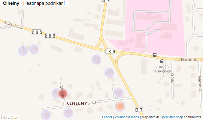 Mapa Cihelny - Firmy v části obce.